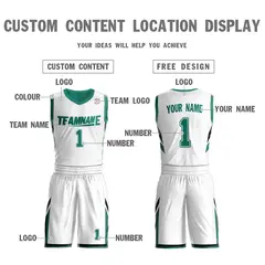White Green Double Side Sets Design Basketball Jersey 4