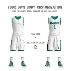 White Green Double Side Sets Design Basketball Jersey 5