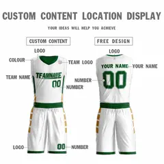 White Green Double Side Sets Design Basketball Jersey 3