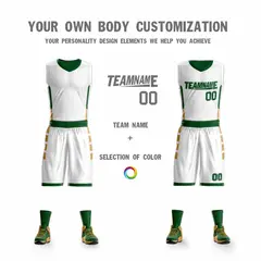 White Green Double Side Sets Design Basketball Jersey 4
