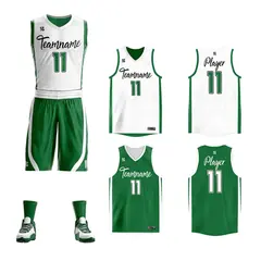 White Green Double Side Sets Design Basketball Jersey