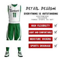 White Green Double Side Sets Design Basketball Jersey 2