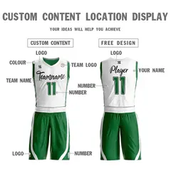White Green Double Side Sets Design Basketball Jersey 3