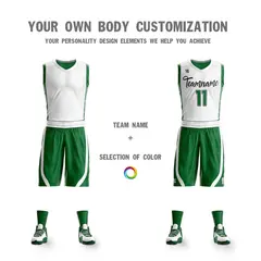 White Green Double Side Sets Design Basketball Jersey 4