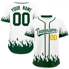 White Green Flame Graffiti Pattern Authentic Baseball Jersey