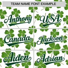 White Green Four Leaf Clover Pattern St. Patrick's Day Baseball Jersey 3