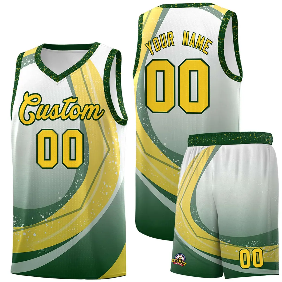 White Green Galaxy Graffiti Pattern Basketball Jersey