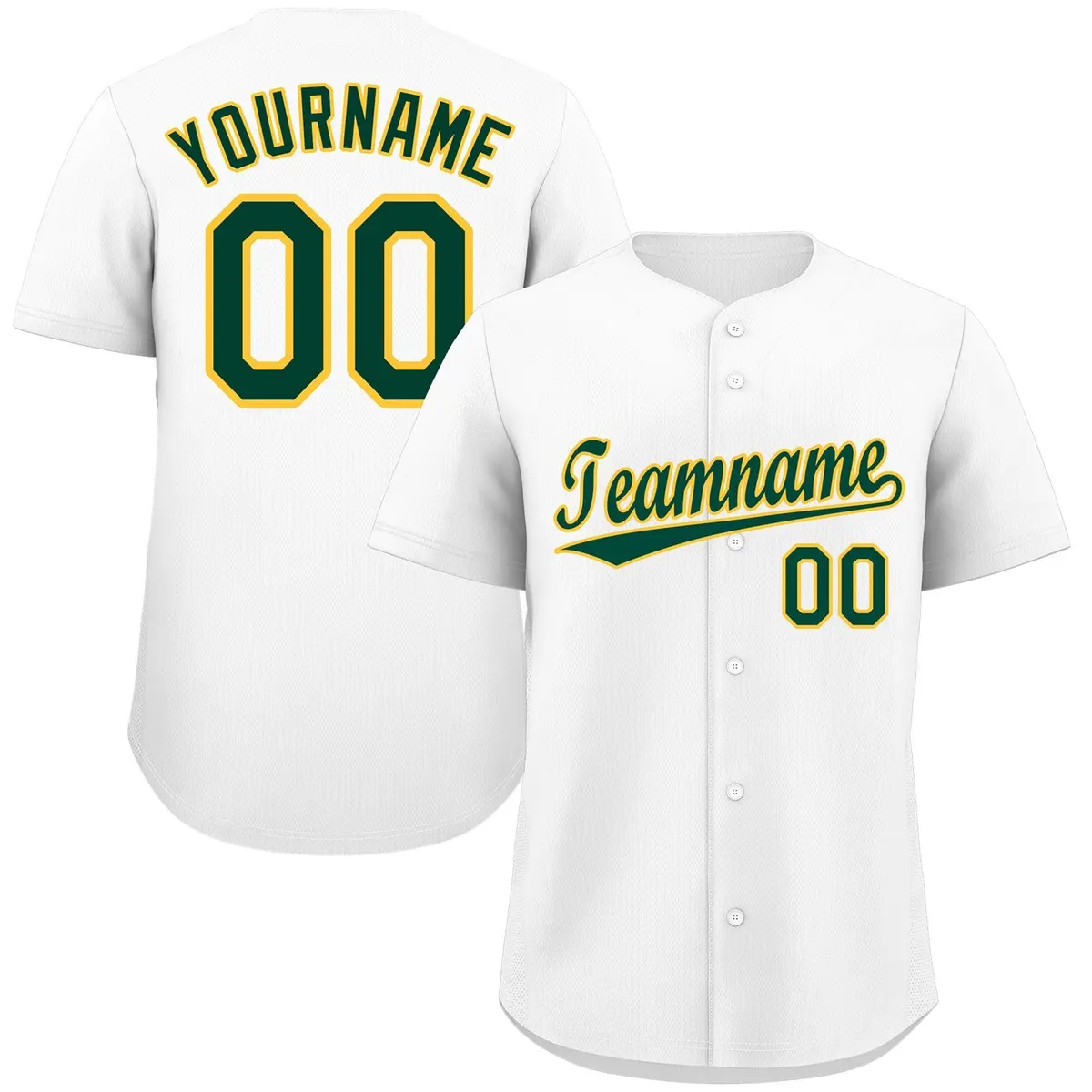 White Green-Gold Classic Authentic Baseball Jersey