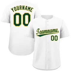 White Green-Gold Classic Authentic Baseball Jersey 1