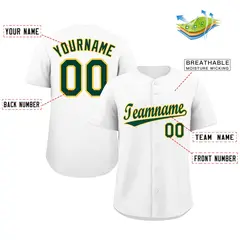 White Green-Gold Classic Authentic Baseball Jersey 2