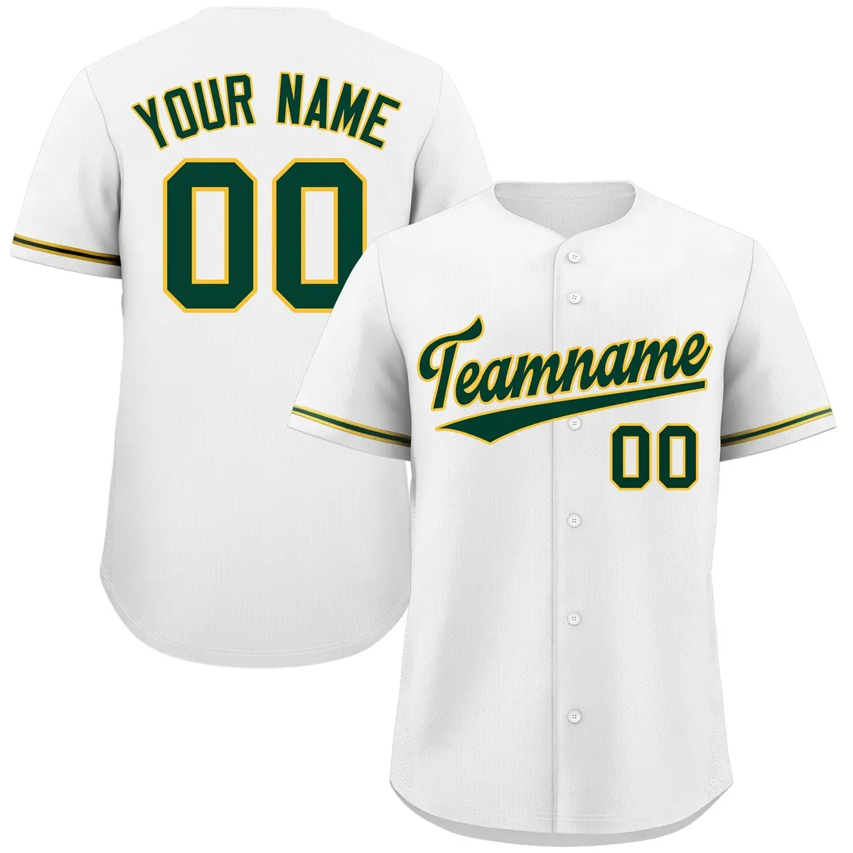 White Green-Gold Classic Authentic Baseball Jersey