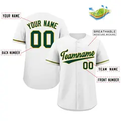 White Green-Gold Classic Authentic Baseball Jersey 2