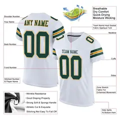 White Green-Gold Classic Mesh Authentic Football Jersey 2