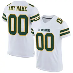 White Green-Gold Classic Mesh Authentic Football Jersey 1