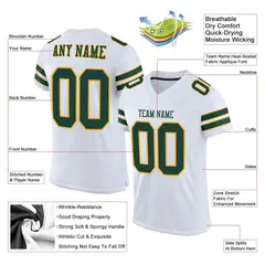 White Green-Gold Classic Mesh Authentic Football Jersey 2