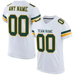 White Green-Gold Classic Mesh Authentic Football Jersey 1