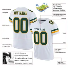 White Green-Gold Classic Mesh Authentic Football Jersey 2
