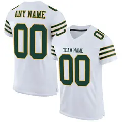 White Green-Gold Classic Mesh Authentic Football Jersey 1