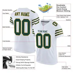 White Green-Gold Classic Mesh Authentic Football Jersey 2