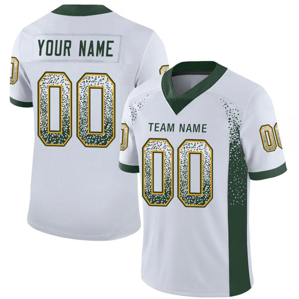 White Green-Gold Drift Fashion Mesh Football Jersey