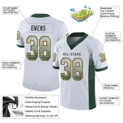 White Green-Gold Drift Fashion Mesh Football Jersey 2