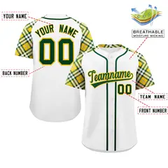 White Green-Gold Raglan Sleeves Authentic Baseball Jersey 2