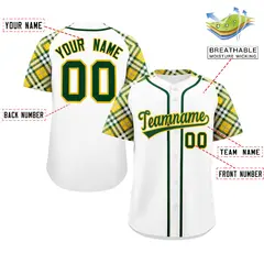White Green-Gold Raglan Sleeves Authentic Baseball Jersey 2