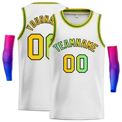 White Green Gradient Classic Men's Basketball Jersey 1