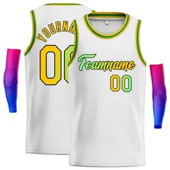 White Green Gradient Classic Men's Basketball Jersey 1