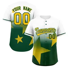 White Green Gradient Star Graffiti Authentic Baseball Jersey