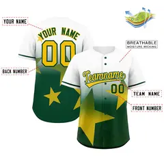 White Green Gradient Star Graffiti Authentic Baseball Jersey 2