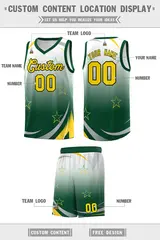 White Green Gradient Star Graffiti Basketball Jersey 2