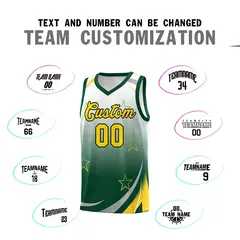 White Green Gradient Star Graffiti Basketball Jersey 3