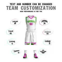 White Green Graffiti Basketball Jersey Set 4