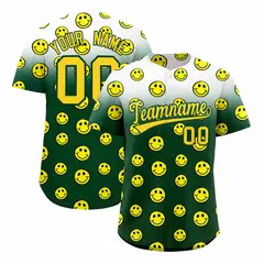 White Green Graffiti Gradient Smile Baseball Jersey