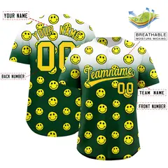 White Green Graffiti Gradient Smile Baseball Jersey 2