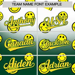 White Green Graffiti Gradient Smile Baseball Jersey 3