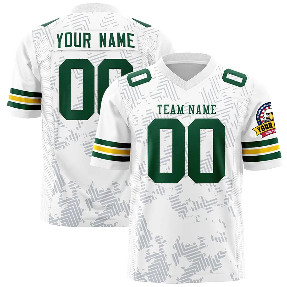 White Green Graffiti Line Authentic Football Jersey