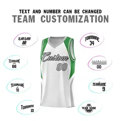 White Green Gray Color Block Basketball Jersey 4
