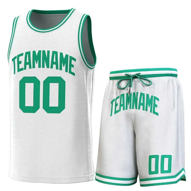White Green-Green Classic Sets Basketball Jersey