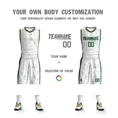 White Green-Green Double Side Sets Basketball Jersey 3