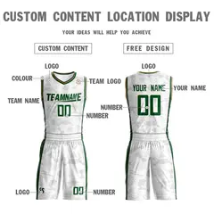 White Green-Green Double Side Sets Basketball Jersey 4