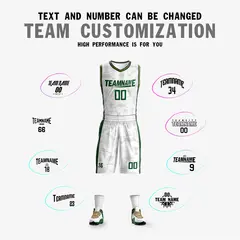 White Green-Green Double Side Sets Basketball Jersey 5
