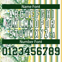 White Green Hawaii Tropical Flower Stripe Baseball Jersey 4