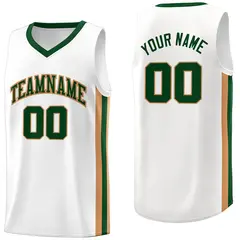 White Green Khaki Basketball Jersey