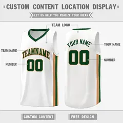 White Green Khaki Basketball Jersey 2