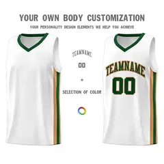 White Green Khaki Basketball Jersey 3