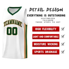 White Green Khaki Basketball Jersey 4
