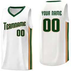White Green-Khaki Classic Tank Top Basketball Jersey