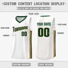 White Green-Khaki Classic Tank Top Basketball Jersey 2